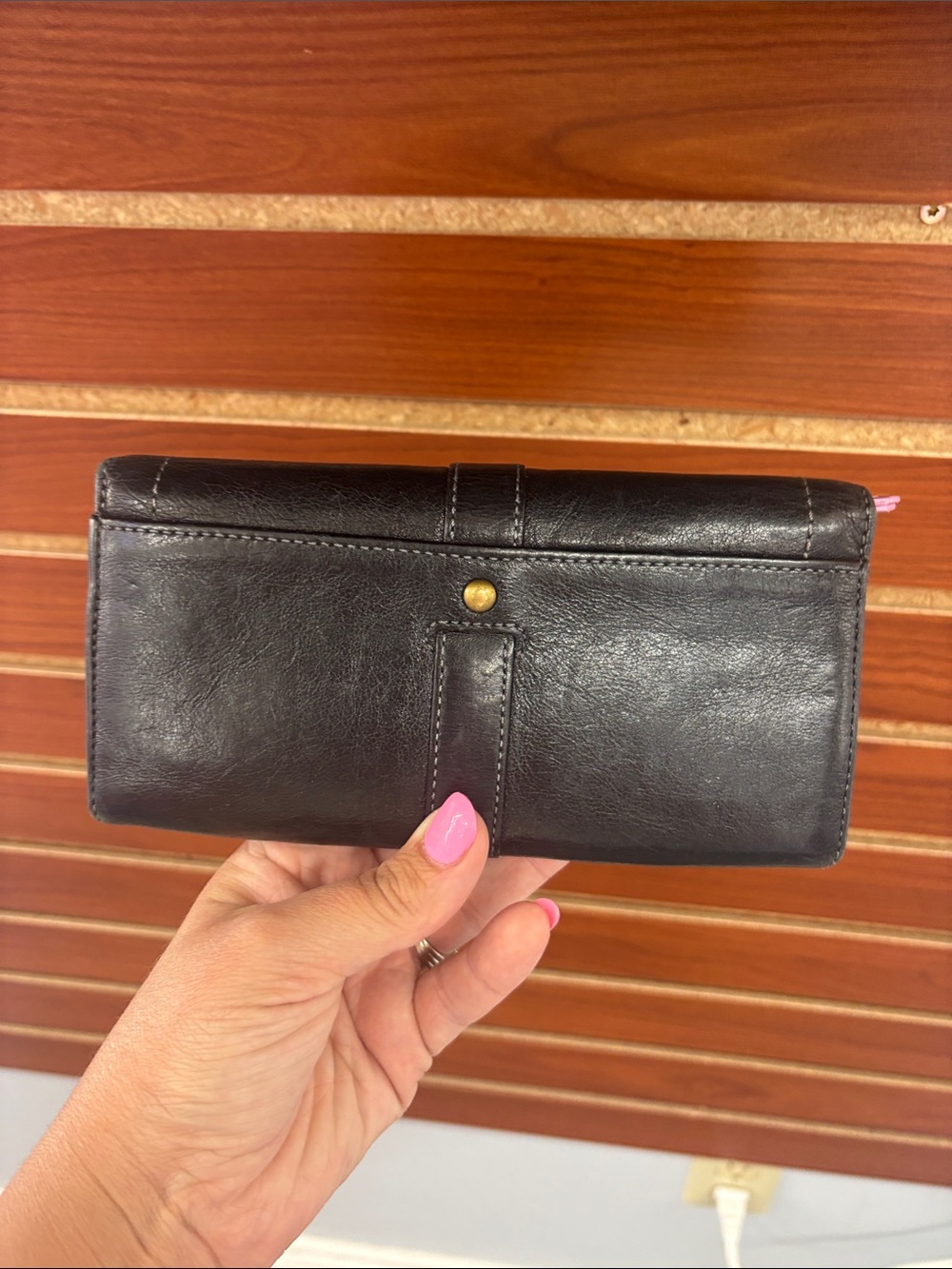 Coach Black Leather Wallet with Legacy Stripe interior - Picture 2 of 9